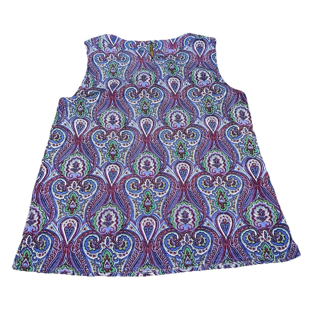 Talbots Petites Purple Paisley Sleeveless Blouse Popover Tank Top Women's Small - Picture 4 of 7